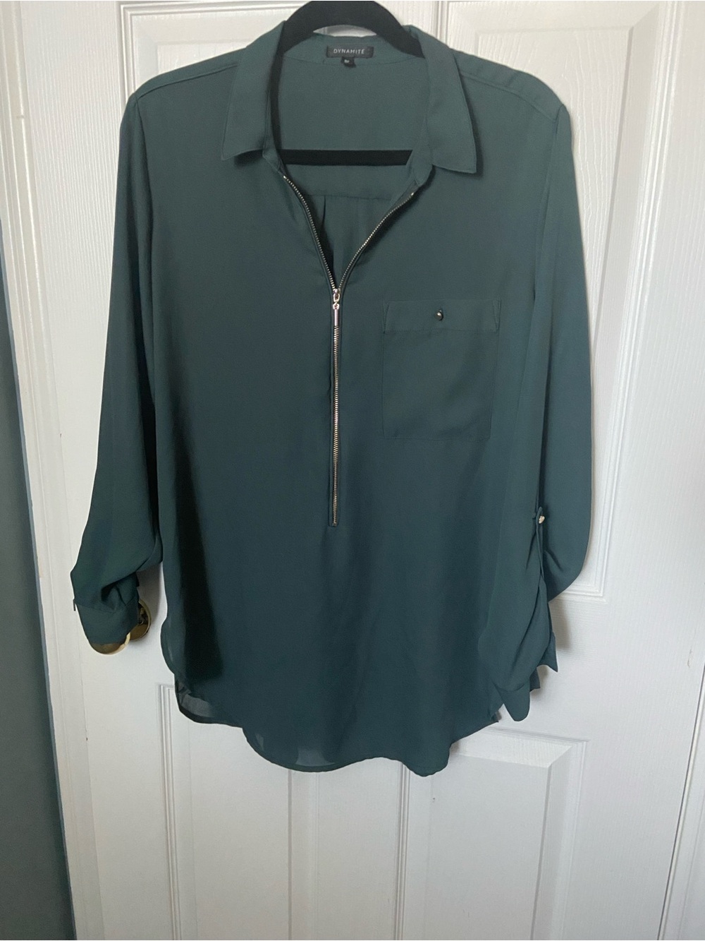 Dynamite Deep Teal Zip-Front Tunic